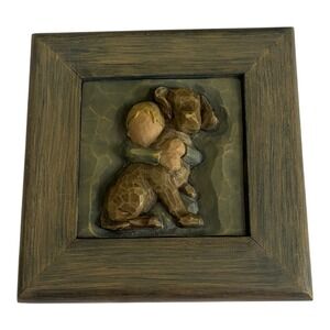 Vintage Willow Tree Susan Lordi Hug Memory Love Wood Trinket Box Boy‎ Dog 2005